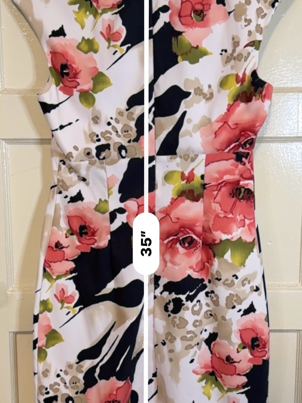 Connected Apparel Coral Pink Floral Midi Dress on White - 8 - Picture 8 of 9